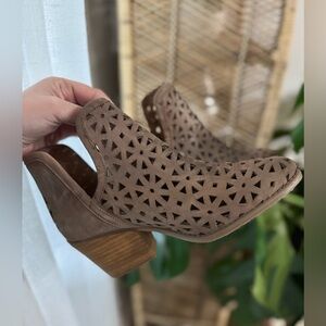 Women's Brown Cutout Ankle‎ Boots